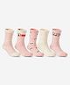 DECATHLON Cotton Knit pack Of 5 Striped & Eyes Printed Socks - Pink