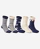 DECATHLON Cotton Knit pack Of 5 Striped & Eyes Printed Socks - Multi Colour