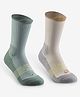DECATHLON Quechua Hike 500 Cotton Knit Pack Of 2 Colour Blocked Socks - Multi Colour