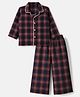 Babyhug Cotton Lycra Knit Full Sleeves Front Open Co-ord Shirt & Pajama Night Suit with Checks - Navy Blue