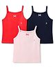 Pine Kids Knit Cotton Lycra Solid Sleeveless Slips with Bow Applique Pack of 3 - Red Pink Navy Blue