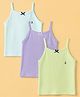 Pine Kids Cotton Lycra Knit Sleeveless Slips With Bow Applique Pack of 3 - Lilac, Blue & Green