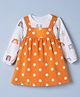 Doodle Poodle Cotton Single Jersey Knit Full Sleeves Frock and Tee with Polka Dots Print in White for 0-3 Months