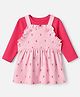 Doodle Poodle Cotton Knit Full Sleeves Tee and Frock with Bunny Print in Pink