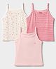 Pine Kids Cotton Lycra Knit Sleeveless Slips with Star Print Pack of 3 - White Pink & Dark Pink