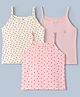 Pine Kids Cotton Lycra Knit Sleeveless Slips with Heart Print Pack of 3 - White & Pink
