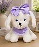 Dukiekooky 30 cm White & Purple Scarf Bow Dog Soft Toy