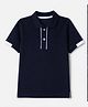 Rikidoos Embosis Hosiery Woven Half Sleeves Polo T-Shirt - Navy Blue