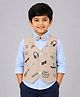 Ministitch Cotton Silk Woven Full Sleeves Multicolour graphic print Waistcoat Shirt with Bow - Beige