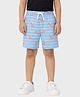Charm n Cherish Cotton Knit Scorpio Printed Striped Shorts - Blue