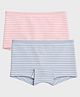 Charm n Cherish Cotton Knit Pack Of 2 Striped Hipster Panties - Blue & Pink