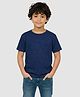 Charm n Cherish Cotton Knit Half Sleeves Solid Tee - Navy Blue