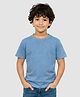 Charm n Cherish Cotton Knit Half Sleeves Solid Tee - Blue