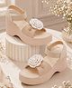 PASSION PETALS Floral Applique Detailed Slip On Sandals - Beige