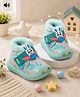 PASSION PETALS Bunny Applique & Plush Detailed Velcro Closure Musical Shoes - Aqua Blue