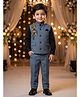 Rikidoos Cotton Woven Full Sleeves Three-Piece Party Suit With Stone Embellishment - Black