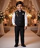 Rikidoos Cotton Woven Full Sleeves Three Piece Stone Embellished Party Suit - Black & White