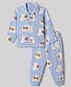 Babyoye Male 100% Cotton Anti Bacterial Finish Fabric Single Jersey Knit Full Sleeves Co-Ords Shirt & Pyjama Night Suit with Bear Print - Sky Blue