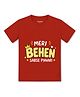 Arvesa Cotton Knit Half Sleeves Meri Behen Sabse Pyaari Text Printed Tee - Red