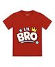 Arvesa Cotton Knit Half Sleeves Lil Bro Text Printed Tee - Red
