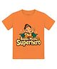 Arvesa Cotton Knit Ganesh Chaturthi Theme Half Sleeves Bappa Majha Superhero Text Printed Tee - Orange