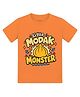 Arvesa Cotton Knit Ganesh Chaturthi Theme Half Sleeves Little Modak Monster Text Printed Tee - Orange