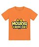 Arvesa Cotton Knit Ganesh Chaturthi Theme Half Sleeves Mourya Mode On Text Printed Tee - Orange