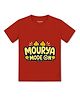 Arvesa Cotton Knit Ganesh Chaturthi Theme Half Sleeves Maurya Mode On Text Printed Tee - Red