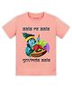 Arvesa Cotton Blend Knit Janmashtami Theme Half Sleeves Aala Re Aala Govinda Aala Text Printed Tee - Peach