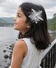 Takabee Pearl & Beads Embellished Floral Applique Detailed Alligator Hair Clips - White