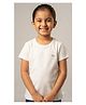 Pampolina Cotton Blend Woven Half Sleeves Abstract Printed Tee - White