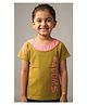 Pampolina Cotton Blend Woven Half Sleeves Blooms Text Printed Tee - Liril