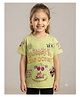 Pampolina Cotton Blend Woven Half Sleeves Typography Printed Tee - Green