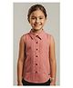 Pampolina Cotton Blend Sleeveless Woven Pleated Shirt Style Top - Pink