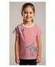 Pampolina Cotton Blend Woven Half Sleeves Starfish Printed Striped Tee - Magenta