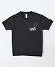 House of Raavi Knit Half Sleeves Scuba Bear Back Printed Tee - Black