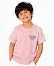 House of Raavi Cotton Elastane Knit Half Sleeves Typography Printed Tee - Dark Pink