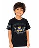 House of Raavi Cotton Elastane Knit Half Sleeves Teddy Bear Printed Tee - Black