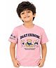 House of Raavi Cotton Elastane Knit Half Sleeves Teddy Bear Printed Tee - Pink