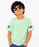 House of Raavi Cotton Elastane Knit Half Sleeves Cycling Boy Printed Tee - Mint Green
