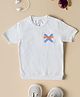 House of Raavi Knit Half Sleeves Supercar Back Printed Tee - White