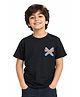 House of Raavi Cotton Elastane Knit Half Sleeves Supercar Back Printed Tee - Black