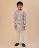 P-MARK Cotton Woven Full Sleeves Floral Patchwork Printed Kurta Pyjama Set - Green