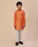 P-MARK Cotton Woven Full Sleeves Bandhani Printed Kurta Pyjama Set - Orange