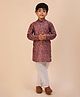 P-MARK Cotton Woven Full Sleeves Paisley Printed Kurta Pyjama Set - Maroon