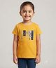 Pampolina Cotton Blend Woven Half Sleeves Cause Text Printed Tee - Mustard