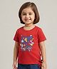 Pampolina Cotton Blend Woven Half Sleeves Always Stay Groovy Text Printed Tee - Red