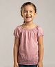 Pampolina Cotton Blend Woven Half Puffed Sleeves Polka Dots Printed Top - Pink