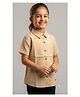 Pampolina Cotton Blend Woven Half Sleeves Solid Shirt - Oat