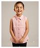Pampolina Cotton Blend Sleeveless Woven Pleated Shirt Style Top - Pink